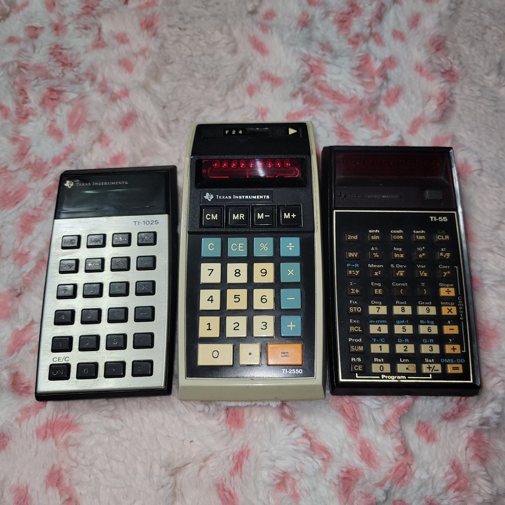Lot Of 3 Texas Instruments TI 1025 2550 55 Calculators 70s/80s!